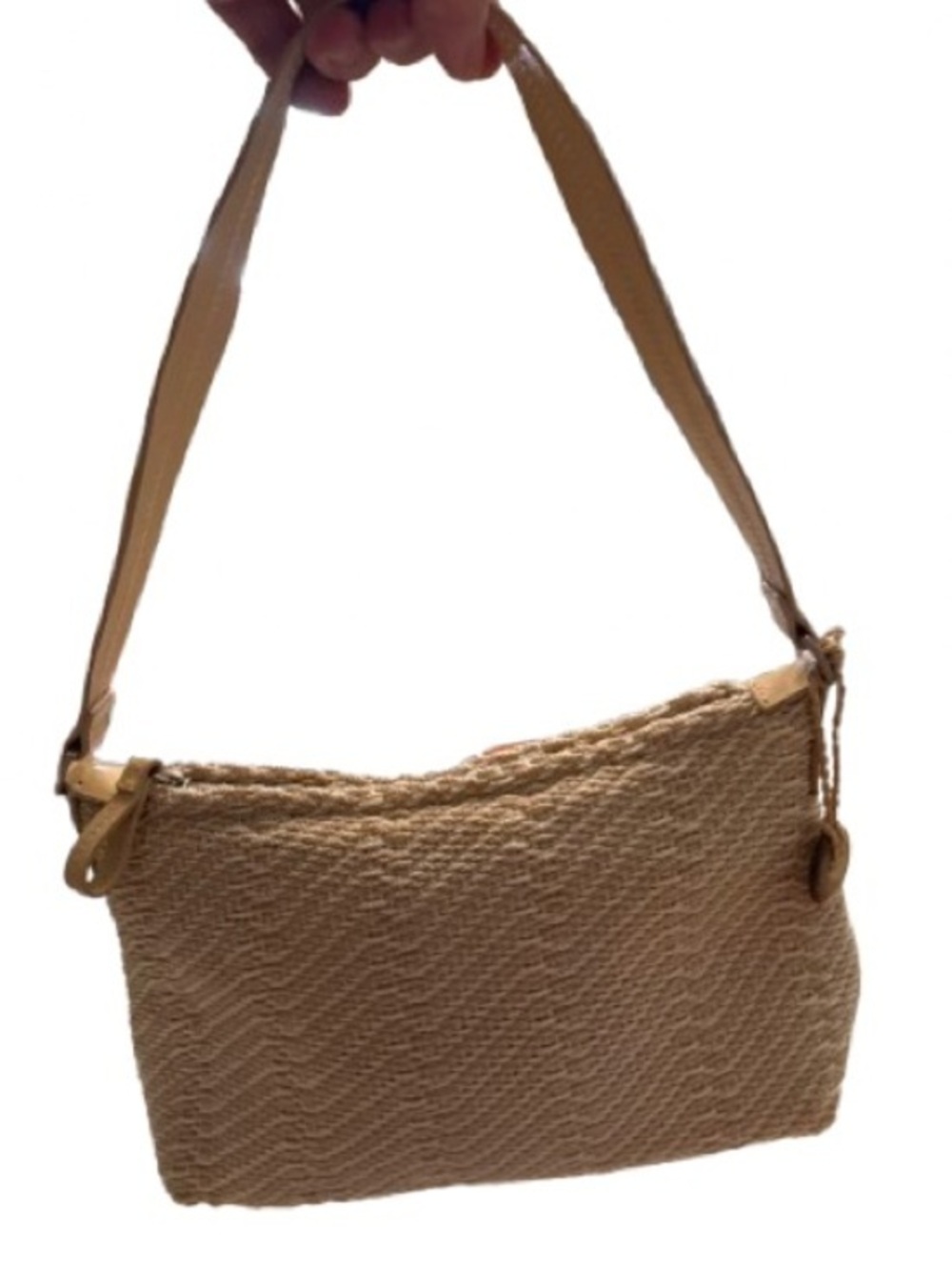 The Sak Woven Crochet Shoulder Bag Beige Neutral Boho Y2K Zip Purse